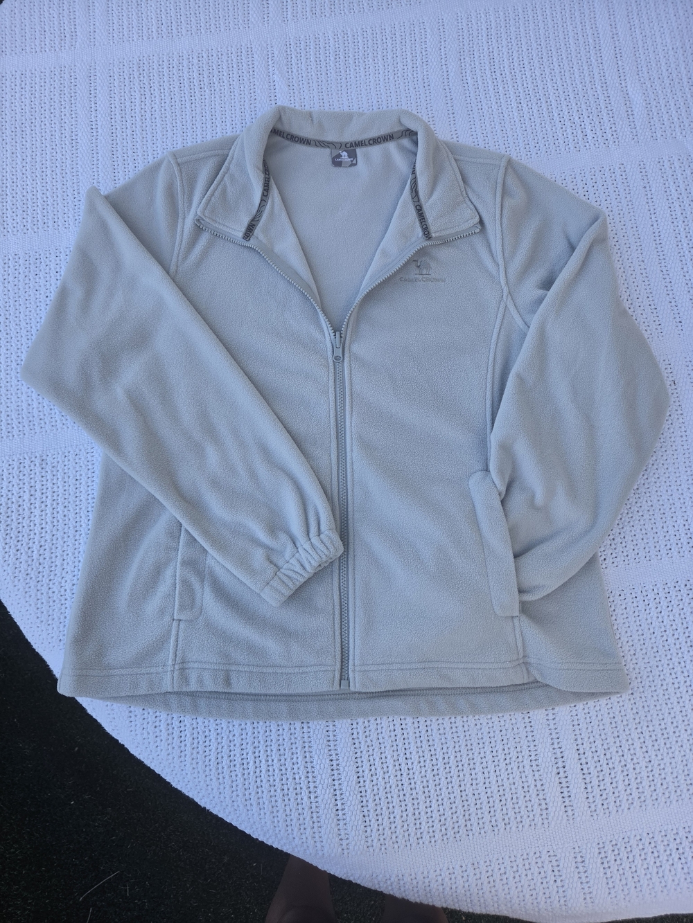 Light Gray Fleece Full-Zip Jacket - Casual Everyday Layer